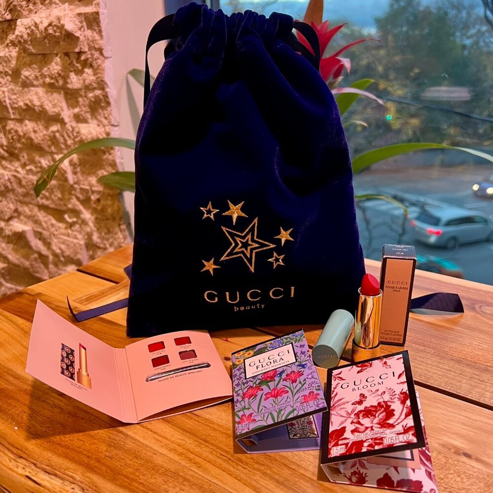 Gucci Beauty Dark blue Cosmetic Drawstring Bag Pouch Set of 5 NEW